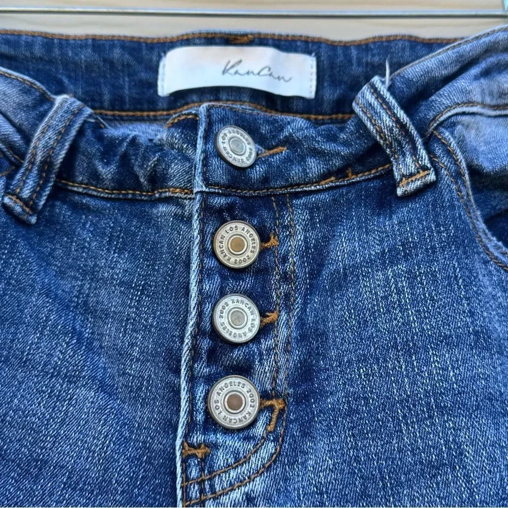 Kancan Hi‎ Rise Skinny Exposed Button Fly Distressed Raw Hem Jeans-Sz 3 / 25